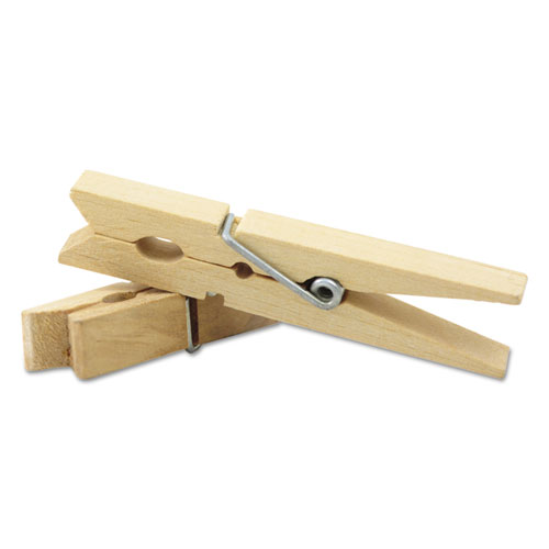 Wood Spring Clothespins, 3.38 Length, 50 Clothespins/Pack