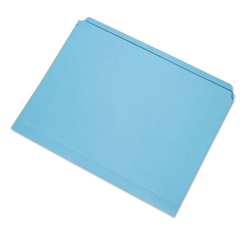 7530013649502 SKILCRAFT Straight Cut File Folders, Straight Tab, Letter Size, Blue, 100/Box