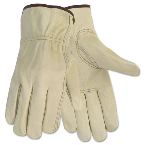 Mcr™ Safety Economy Leather Driver Gloves, Medium, Beige, Pair