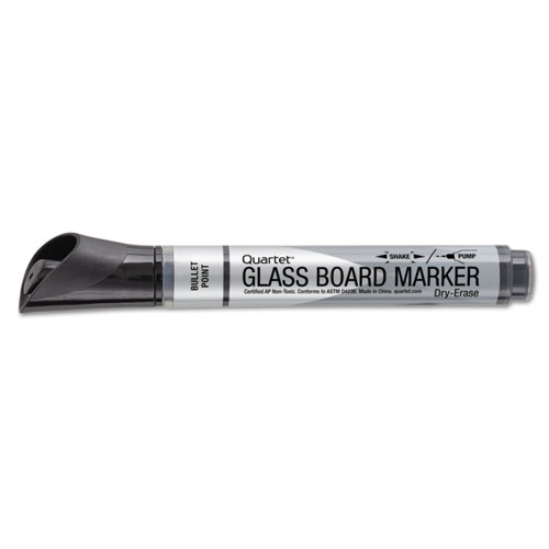 Premium Glass Board Dry Erase Marker, Broad Bullet Tip, Black, Dozen