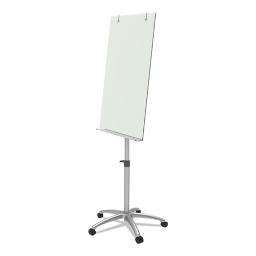 Infinity Glass Mobile Presentation Easel, 3 ft x 2 ft, Silver/White