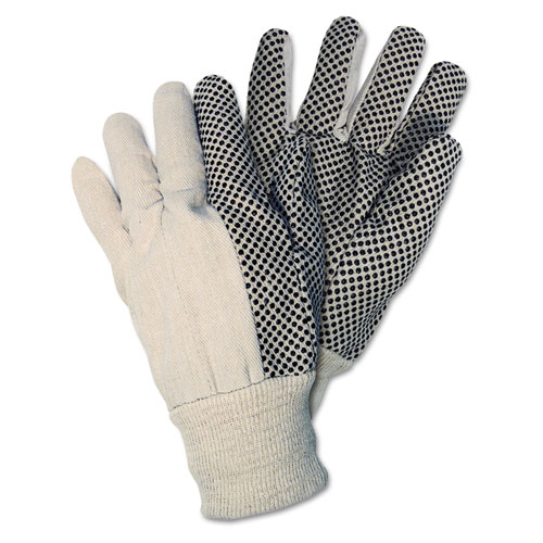 Dotted Canvas Gloves, One Size, White, 12 Pairs
