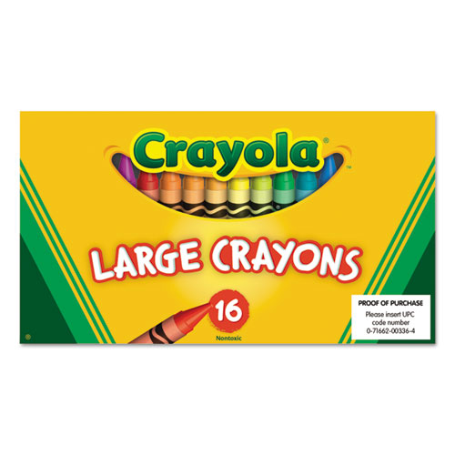 Image of Crayola® Large Crayons, Lift Lid Box, 16 Colors/Box