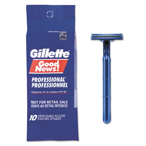 Image of Gillette® Goodnews Regular Disposable Razor, 2 Blades, Navy Blue, 10/Pack, 10 Pack/Carton