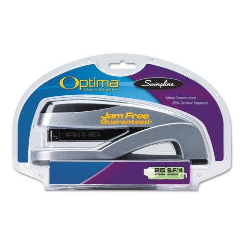 Image of Swingline® Optima Full Strip Desk Stapler, 25-Sheet Capacity, Silver