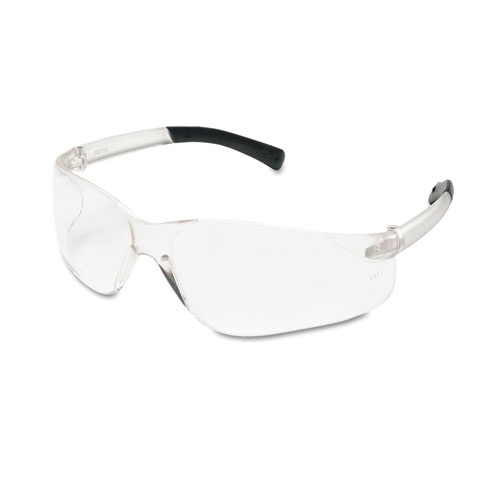 Mcr™ Safety Bearkat Safety Glasses, Wraparound, Black Frame/Clear Lens, 12/Box