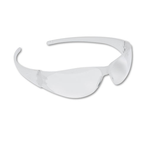 Checkmate Wraparound Safety Glasses, CLR Polycarb Frame, Uncoated CLR Lens, 12/Box