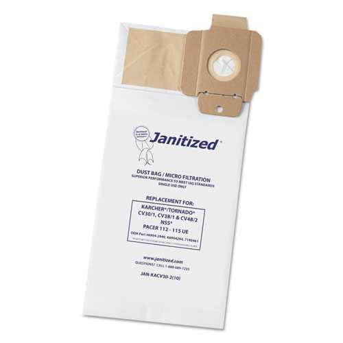 Janitized® Vacuum Filter Bags Designed To Fit Karcher/Tornado Cv30/1, Cv38/1, Cv48/2, 100/Carton