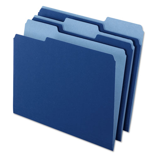 Interior File Folders, 1/3-Cut Tabs: Assorted, Letter Size, Navy Blue, 100/Box