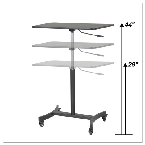 VCTDC500 - Gives you the ergonomic benefits of a sit to stand desk plus the mobility of a cart. Wherever you need to go, your desk can follow. Rising to 44" and lowering to 29", the standard sitting height, is the perfect ergonomic solution to your adjustable desk needs. The large work surface can accommodate a computer, keyboard and desktop necessities such as files, notes, calculator, or phone. This multi-functional table can be used in multiple settings, including office, classroom, production set, crafting, workshop, warehouse, flea market, lectern, healthcare, and any other application where mobility and variable height adjustment helps get the job done. Series Name: Victor® DC500 High Rise™ Collection; Worksurface/Base Color: Black; Color Family: Black; Worksurface Shape: Rectangular. 