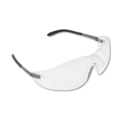 MCR™ Safety Blackjack Wraparound Safety Glasses, Chrome Plastic Frame, Clear Lens