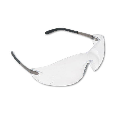 Image of Mcr™ Safety Blackjack Wraparound Safety Glasses, Chrome Plastic Frame, Clear Lens