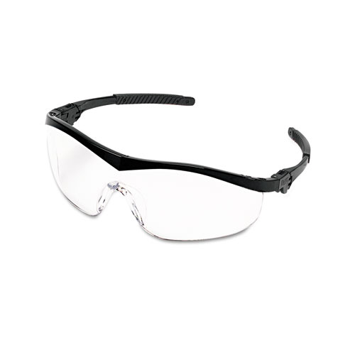 Image of Mcr™ Safety Storm Wraparound Safety Glasses, Black Nylon Frame, Clear Lens, 12/Box