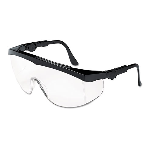 Image of Mcr™ Safety Tomahawk Wraparound Safety Glasses, Black Nylon Frame, Clear Lens, 12/Box
