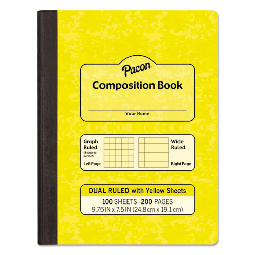 Pacon® Composition Book, Wide/Legal Rule, Yellow Cover, (100) 9.75 x 7.5 Sheets