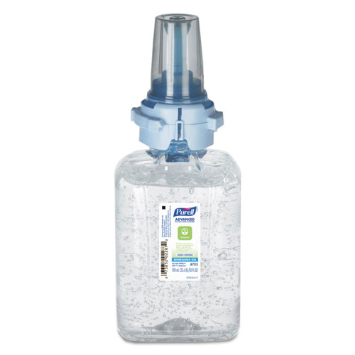 Image of Advanced Hand Sanitizer Green Certified Gel Refill, For ADX-7 Dispensers, 700 mL, Fragrance-Free, 4/Carton