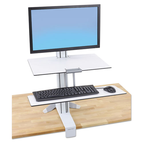 WORKFIT-S SIT-STAND WORKSTATION WITH WORKSURFACE+, LCD LD MONITOR, 27W X 30.25D X 35H, WHITE