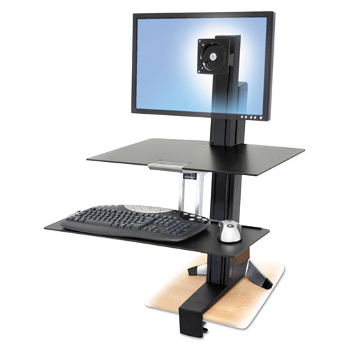 WORKFIT-S SIT-STAND WORKSTATION WITH WORKSURFACE, LCD HD MONITOR, ALUMINUM/BLACK