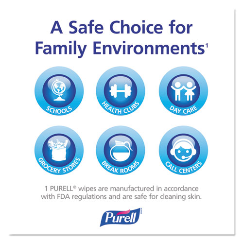 Image of Purell® Sanitizing Hand Wipes, Individually Wrapped, 5 X 7, Unscented, White, 100/Box