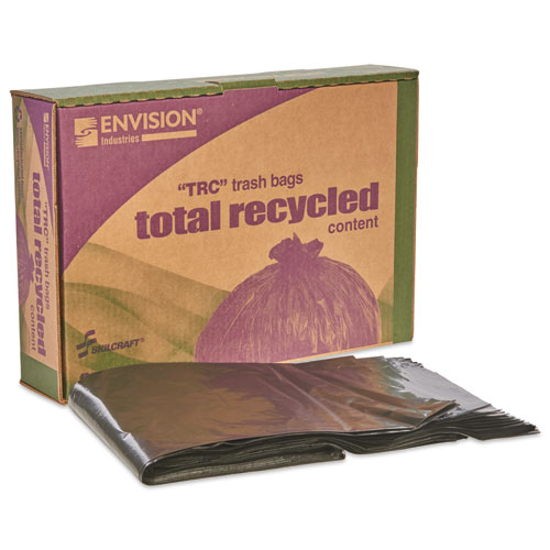 8105013862399, SKILCRAFT Recycled Content Trash Can Liners, 60 gal, 1.5 mil, 38" x 60", Black/Brown, 100/Carton
