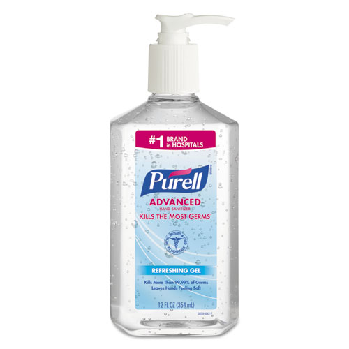 PURELL® Advanced Hand Sanitizer Refreshing Gel, 12 oz Pump Bottle, Clean Scent, 12/Carton
