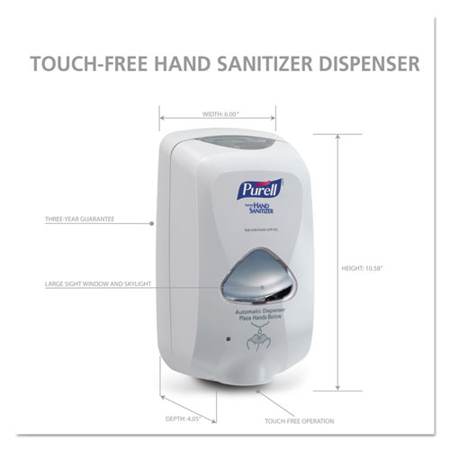 Image of Purell® Tfx Touch Free Dispenser, 1,200 Ml, 6.5 X 4.5 X 10.58, Dove Gray