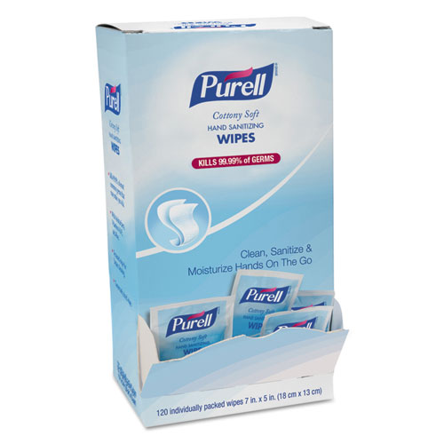Cottony Soft Individually Wrapped Hand Sanitizing Wipes, 5" X 7", 120/box