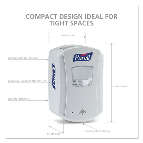 Image of Purell® Ltx-7 Touch-Free Dispenser, 700 Ml, 5.75 X 4 X 8.62, White