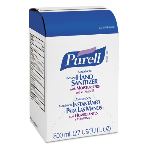 PURELL® Advanced Hand Sanitizer Gel, Bag-in-Box, 800 mL Refill, Unscented, 12/Carton