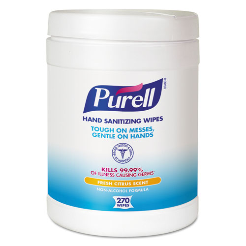 Sanitizing Hand Wipes, 6 x 6 3/4, White, 270 Wipes/Canister