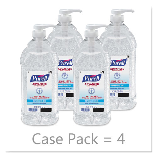 Image of Advanced Refreshing Gel Hand Sanitizer, 2 L Pump Bottle, Clean Scent, 4/Carton