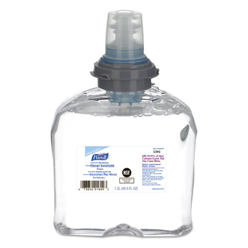 PURELL® Advanced Hand Sanitizer E3-Rated Foam, 1,200 mL Refill, Fragrance-Free, 2/Carton