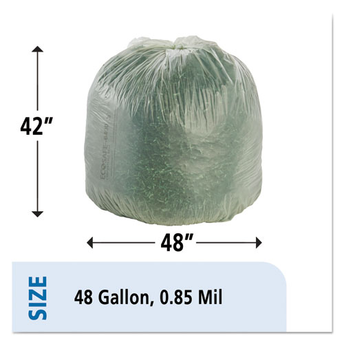 Image of Stout® By Envision™ Ecosafe-6400 Bags, 48 Gal, 0.85 Mil, 42" X 48", Green, 40/Box