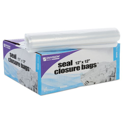 Image of Stout® By Envision™ Seal Closure Bags, 2 Mil, 12" X 12", Clear, 500/Carton