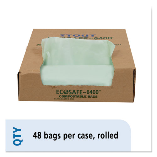 ECOSAFE-6400 BAGS, 30 GAL, 1.1 MIL, 30" X 39", GREEN, 48/BOX