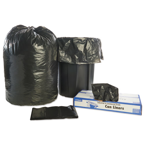 Image of Stout® By Envision™ Total Recycled Content Plastic Trash Bags, 60 Gal, 1.5 Mil, 38" X 60", Brown/Black, 100/Carton