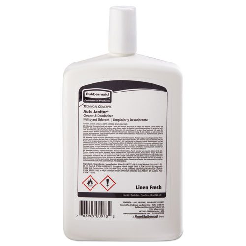 Auto Janitor Cleaner & Deodorizer Refill, Linen Fresh, 19 Oz Bottle, 6/carton