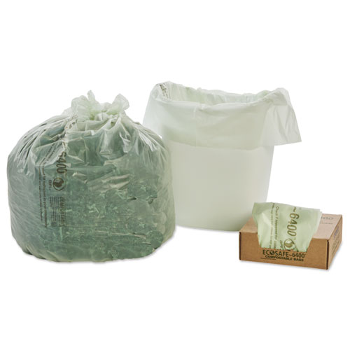 Image of EcoSafe-6400 Bags, 13 gal, 0.85 mil, 24" x 30", Green, 45/Box
