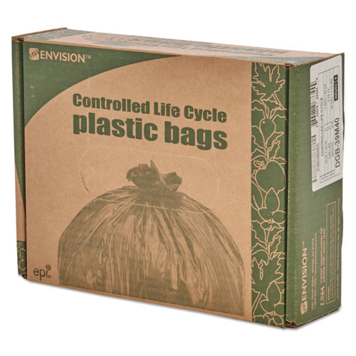 Controlled Life-Cycle Plastic Trash Bags, 39 gal, 1.1 mil, 33" x 44", Brown, 40/Box