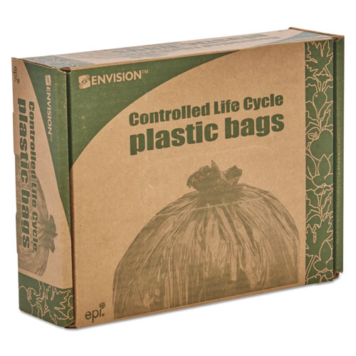 Image of Stout® By Envision™ Controlled Life-Cycle Plastic Trash Bags, 33 Gal, 1.1 Mil, 33" X 40", Green, 40/Box
