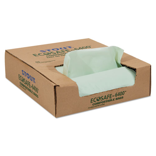 Image of Stout® By Envision™ Ecosafe-6400 Bags, 30 Gal, 1.1 Mil, 30" X 39", Green, 48/Box
