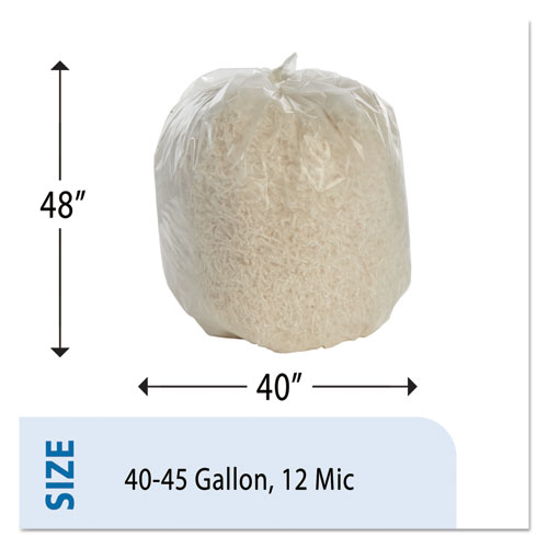 8105015574984, SKILCRAFT High Density (HDPE) Coreless Roll Can Liners, 45 gal, 12 microns, 40" x 48", Natural, 250/Box