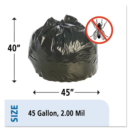 Image of Stout® By Envision™ Insect-Repellent Trash Bags, 45 Gal, 2 Mil, 40" X 45", Black, 65/Box