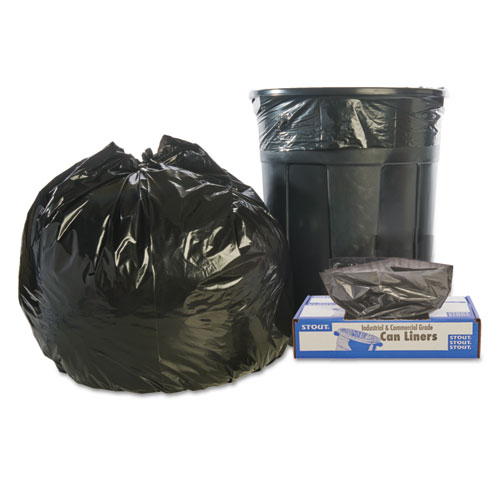 Image of Stout® By Envision™ Total Recycled Content Plastic Trash Bags, 45 Gal, 1.5 Mil, 40" X 48", Brown/Black, 100/Carton