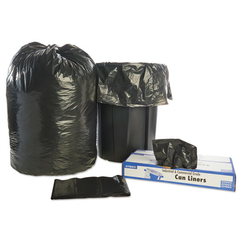 Total Recycled Content Plastic Trash Bags, 65 gal, 1.5 mil, 50" x 51", Brown/Black, 100/Carton