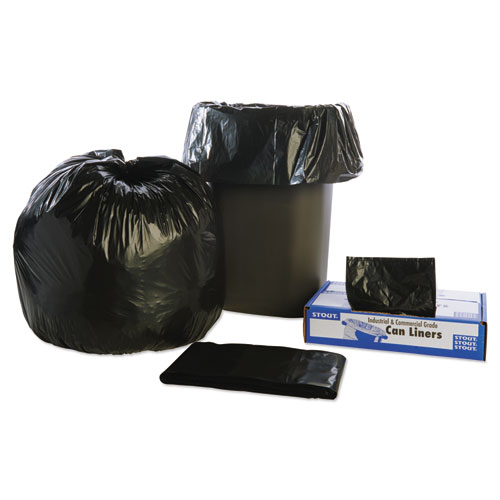 Image of Stout® By Envision™ Total Recycled Content Plastic Trash Bags, 33 Gal, 1.3 Mil, 33" X 40", Brown/Black, 100/Carton