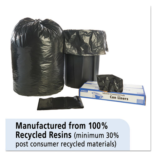 Total Recycled Content Plastic Trash Bags, 65 gal, 1.5 mil, 50" x 51", Brown/Black, 100/Carton