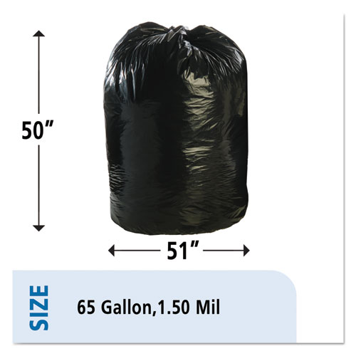 Total Recycled Content Plastic Trash Bags, 65 gal, 1.5 mil, 50 x