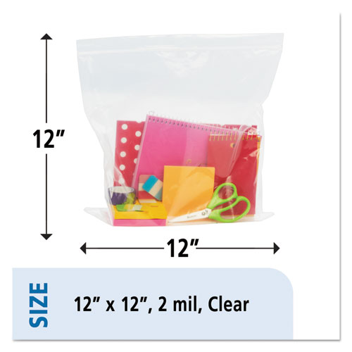Image of Stout® By Envision™ Seal Closure Bags, 2 Mil, 12" X 12", Clear, 500/Carton