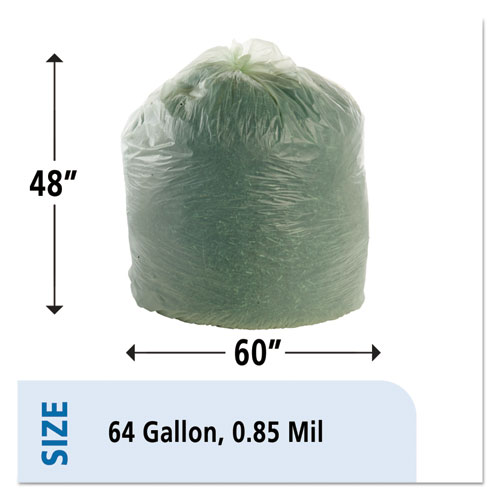 EcoSafe-6400 Bags, 64 gal, 0.85 mil, 48" x 60", Green, 30/Box